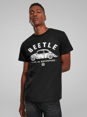 All + Every Black Mens 100% Cotton Official Volkswagen Beetle Live The Adventure T-Shirt - Image 2 of 4