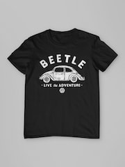All + Every Black Mens 100% Cotton Official Volkswagen Beetle Live The Adventure T-Shirt - Image 3 of 4