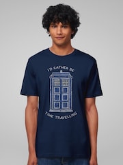 All + Every Blue Mens Doctor Who Id Rather Be Time Travelling 100% Cotton Text T-Shirt - Image 1 of 3