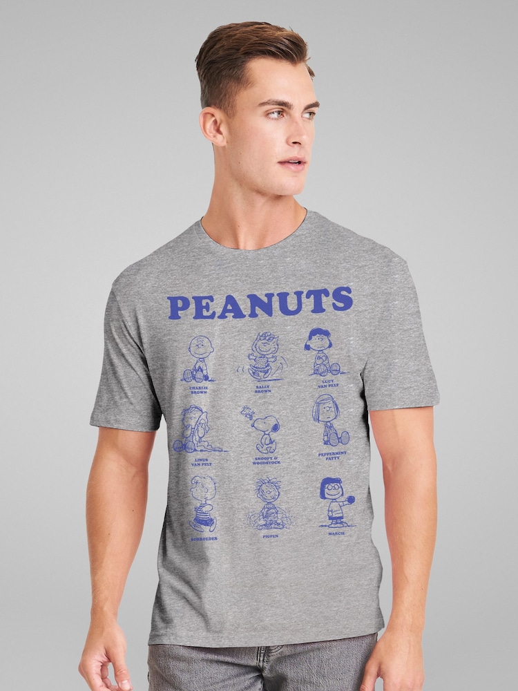 All + Every Grey Mens Peanuts Character Sketches T-Shirt - Image 1 of 4