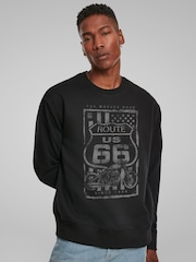 All + Every Black Mens Route 66 Mother Road Patriot Flag Sweatshirt - Image 1 of 4