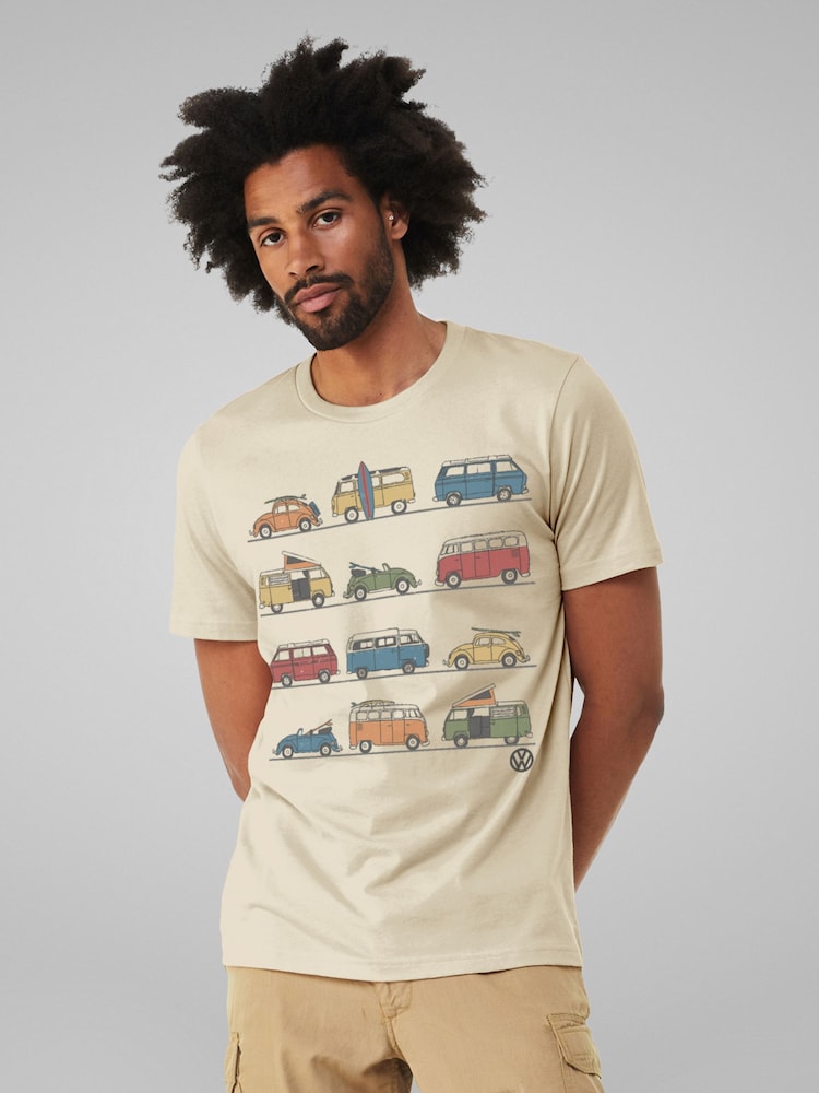 All + Every Natural Mens 100% Cotton Official Volkswagen Vans And Beetles T-Shirt - Image 1 of 3