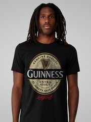 All + Every Black Mens 100% Cotton Guinness Stout Label Logo T-Shirt - Image 1 of 4