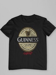 All + Every Black Mens 100% Cotton Guinness Stout Label Logo T-Shirt - Image 3 of 4