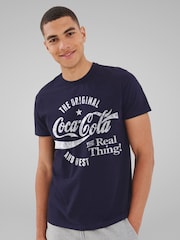 All + Every Blue Mens 100% Cotton Coca Cola The Original And The Best Logo T-Shirt - Image 1 of 4