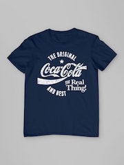 All + Every Blue Mens 100% Cotton Coca Cola The Original And The Best Logo T-Shirt - Image 3 of 4