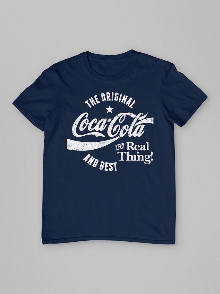 All + Every Blue Mens 100% Cotton Coca Cola The Original And The Best Logo T-Shirt - Image 3 of 4