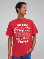 All + Every Red Mens 100% Cotton Coca Cola 1886 USA Sports Style T-Shirt - Image 1 of 4