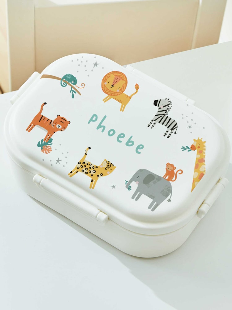 My 1st Years Personalised Safari Design White Lunchbox - Image 1 of 3