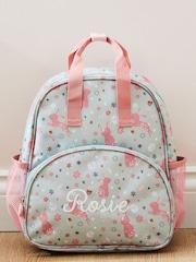 My 1st Years Personalised Sage Bunny Print Medium Grab Handle Backpack - Image 1 of 5