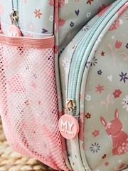My 1st Years Personalised Sage Bunny Print Medium Grab Handle Backpack - Image 3 of 5