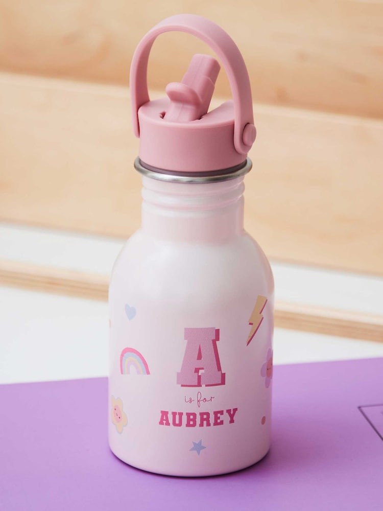 Personalised Pink Initial Water Bottle - Image 1 of 5