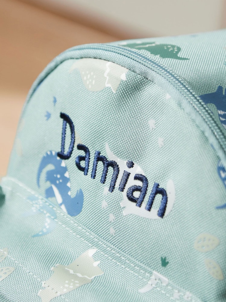 My 1st Years Personalised Green Dinosaur Print Mini Backpack with Compartment - Image 2 of 5