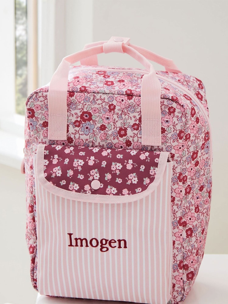 My 1st Years Personalised Pink Floral Medium Backpack With Grab Handle - Image 1 of 6