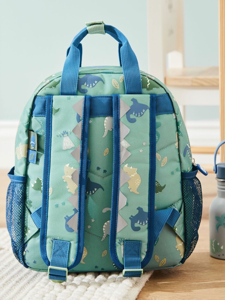 My 1st Years Medium Green Personalised Dinosaur Print Grab Handle Backpack - Image 2 of 5 My 1st Years Medium Green Personalised Dinosaur Print Grab Handle Backpack - Image 2 of 5
