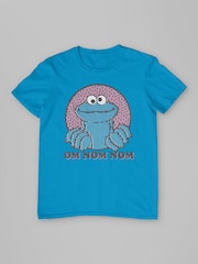 All + Every Blue Mens 100% Cotton Sesame Street Cookie Monster Om Nom Nom T-Shirt - Image 3 of 4