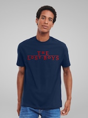 All + Every Blue Mens 100% Cotton The Lost Boys Distressed Text Logo T-Shirt - Image 1 of 4