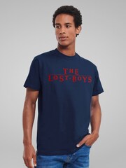 All + Every Blue Mens 100% Cotton The Lost Boys Distressed Text Logo T-Shirt - Image 2 of 4