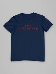 All + Every Blue Mens 100% Cotton The Lost Boys Distressed Text Logo T-Shirt - Image 3 of 4