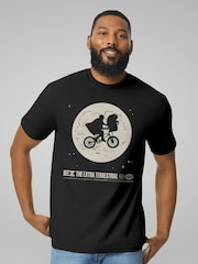 All + Every Black E.T. 1982 Space Explorer Bike Flyin' High Mens 100% Cotton T-Shirt - Image 1 of 4