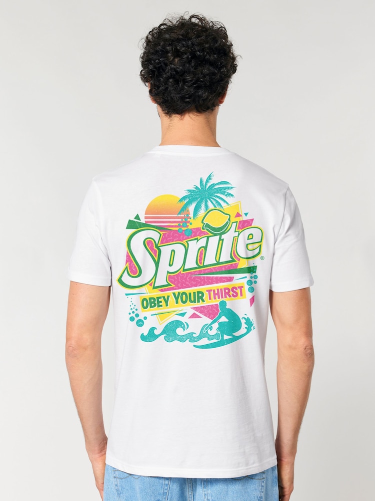 All + Every White Mens 100% Cotton Sprite Retro 90s Beach Obey Your Thirst T-Shirt - Image 1 of 5