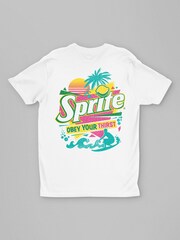 All + Every White Mens 100% Cotton Sprite Retro 90s Beach Obey Your Thirst T-Shirt - Image 4 of 5