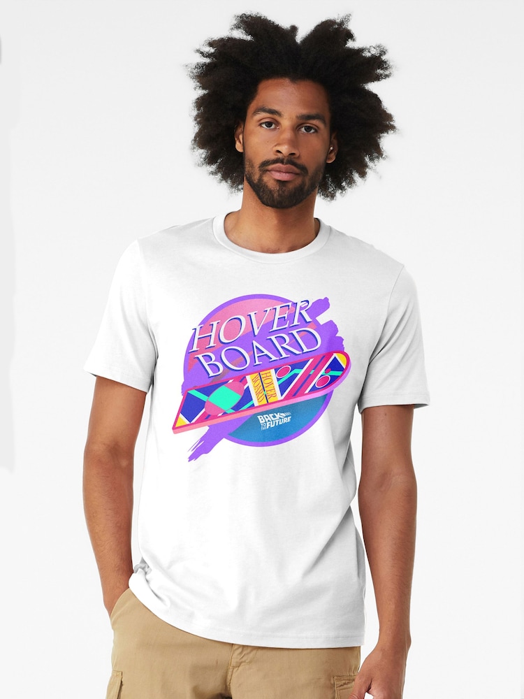 All + Every White Mens 100% Cotton Back To The Future Marty Mcflys Vaporwave Hoverboard T-Shirt - Image 1 of 4