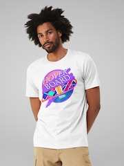 All + Every White Mens 100% Cotton Back To The Future Marty Mcflys Vaporwave Hoverboard T-Shirt - Image 2 of 4