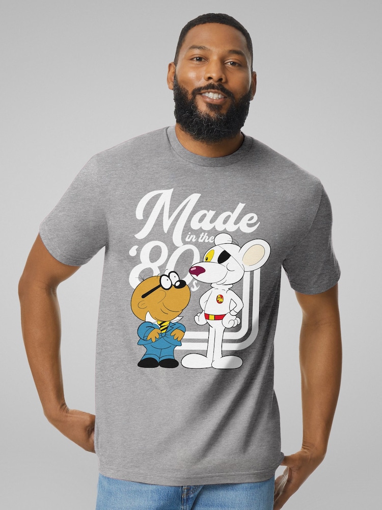 All + Every Grey Mens Danger Mouse Made In The 80s T-Shirt - Image 1 of 3