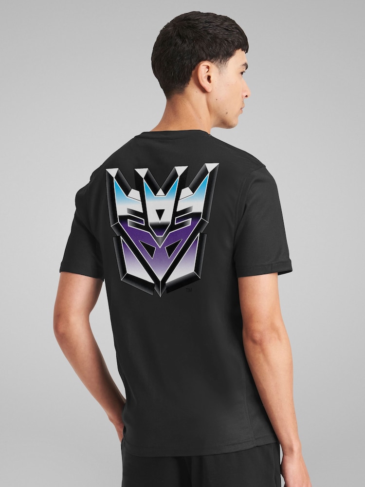 All + Every Black Mens 100% Cotton Transformers Decepticon Classic Logo T-Shirt - Image 1 of 5