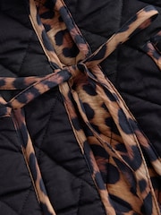 Animal Print Padded Reversible Tie Front 100% Cotton Gilet - Image 6 of 7