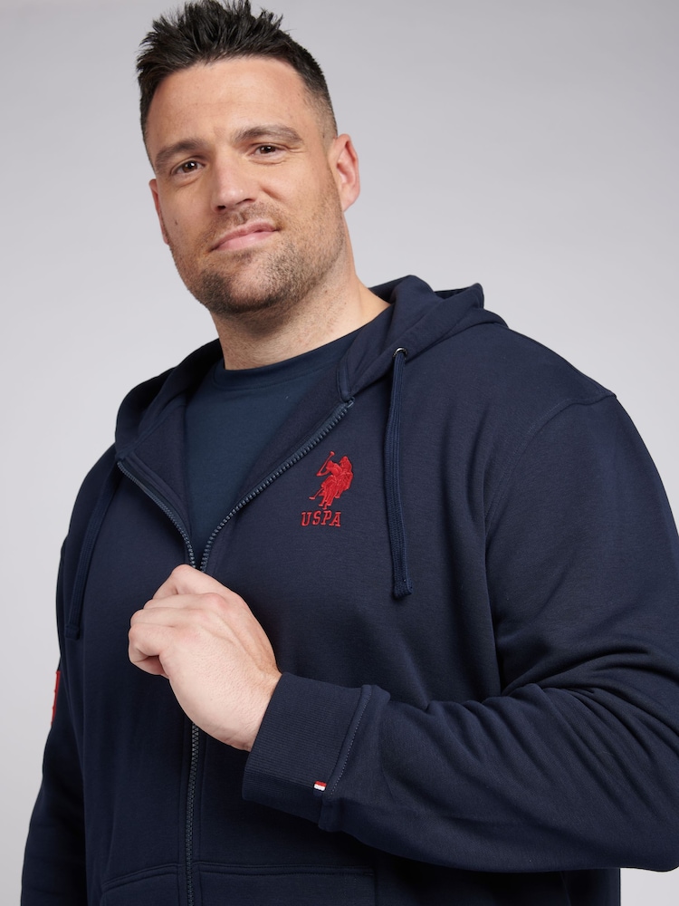 U.S. Polo Assn. Blue Mens Big & Tall Player 3 Zip 100% Cotton Hoodie - Image 2 of 9 U.S. Polo Assn. Blue Mens Big & Tall Player 3 Zip 100% Cotton Hoodie - Image 2 of 9