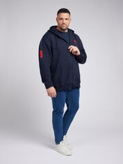 U.S. Polo Assn. Blue Mens Big & Tall Player 3 Zip 100% Cotton Hoodie - Image 3 of 9