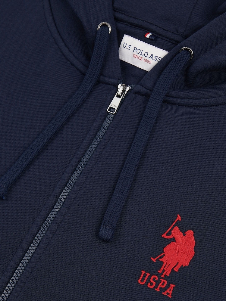 U.S. Polo Assn. Blue Mens Big & Tall Player 3 Zip 100% Cotton Hoodie - Image 9 of 9 U.S. Polo Assn. Blue Mens Big & Tall Player 3 Zip 100% Cotton Hoodie - Image 9 of 9