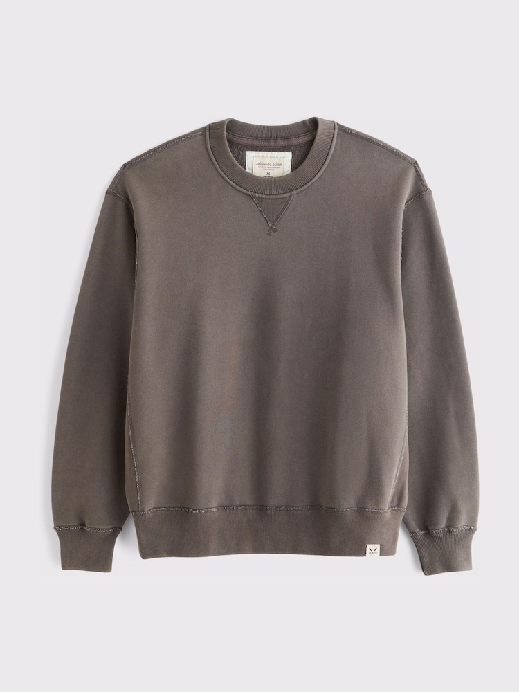 Abercrombie & Fitch Brown Essential Crew Jersey Sweatshirt - Image 1 of 1