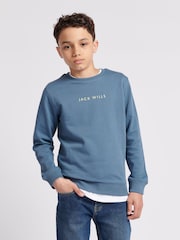 Jack Wills Blue Boys Digital Graphic 100% Cotton Sweatshirt - Image 1 of 7