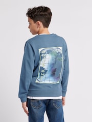 Jack Wills Blue Boys Digital Graphic 100% Cotton Sweatshirt - Image 4 of 7
