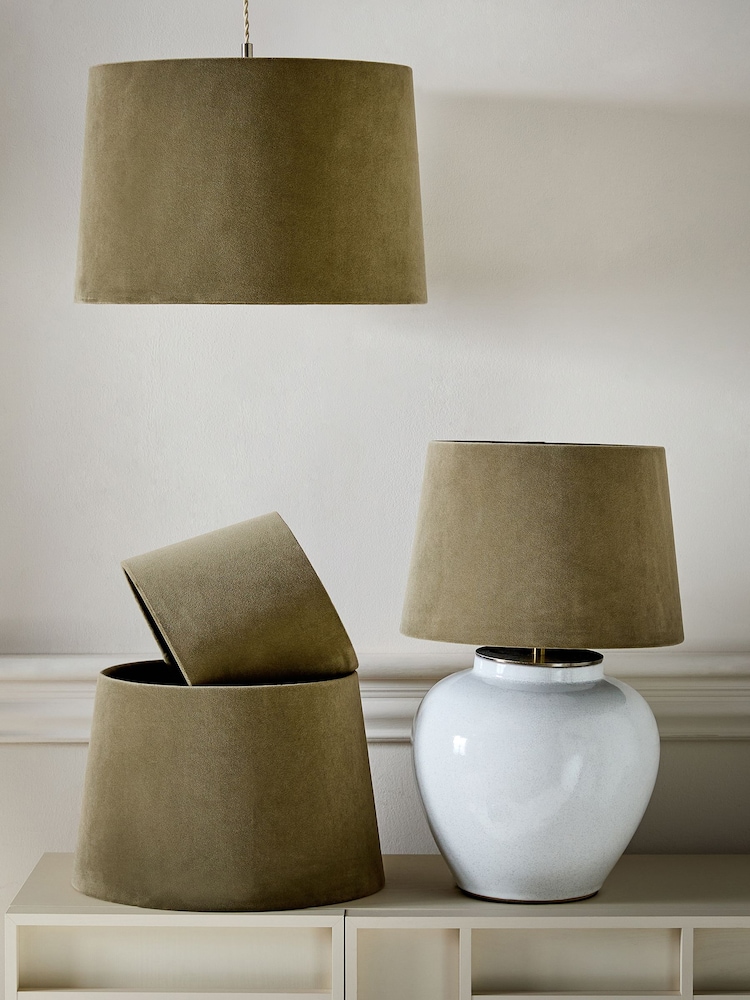 Moss Green Velvet Easy Fit Shade Ceiling Light - Image 2 of 5 Moss Green Velvet Easy Fit Shade Ceiling Light - Image 2 of 5