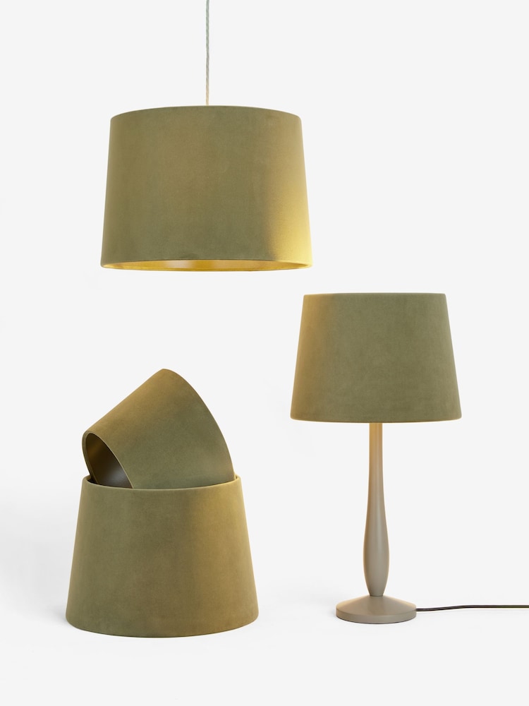 Moss Green Velvet Easy Fit Shade Ceiling Light - Image 4 of 4
