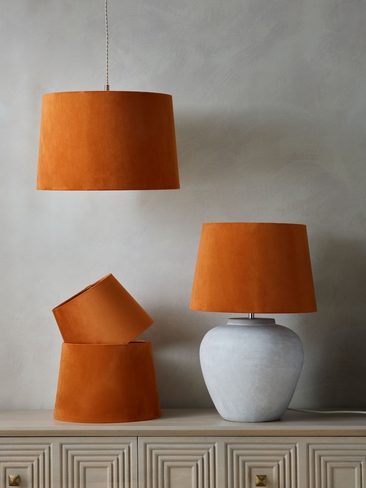 Orange Velvet Easy Fit Shade Ceiling Light - Image 2 of 5 Orange Velvet Easy Fit Shade Ceiling Light - Image 2 of 5