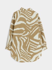 River Island Beige Girls Cropped Zebra Print 100% Cotton Shirt - Image 2 of 4