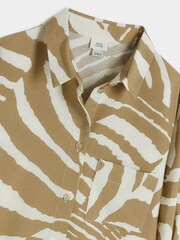 River Island Beige Girls Cropped Zebra Print 100% Cotton Shirt - Image 3 of 4