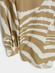 River Island Beige Girls Cropped Zebra Print 100% Cotton Shirt - Image 4 of 4