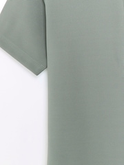 River Island Green Boys Smart Twill Zip 100% Cotton Polo Shirt - Image 3 of 3