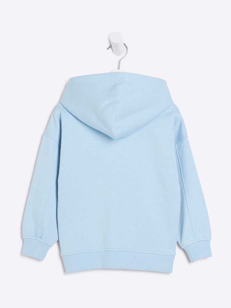 River Island Blue Boys Regular Fit 100% Cotton Hoodie - Image 2 of 4 River Island Blue Boys Regular Fit 100% Cotton Hoodie - Image 2 of 4