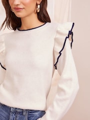 Friends Like These Cream Petite Ruffle Sleeve Jumper - Image 1 of 4