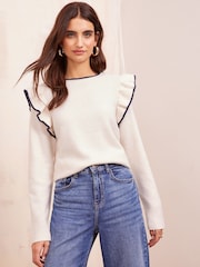 Friends Like These Cream Petite Ruffle Sleeve Jumper - Image 2 of 4