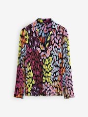 Lepoard Print Pleated Long Sleeve Fitted Shirt - Image 5 of 7