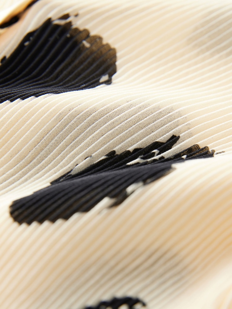 Ecru Spot Pleated Long Sleeve Fitted Shirt - Image 8 of 8