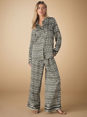 Geo Print Satin Long Sleeve Shirt - Image 2 of 8
